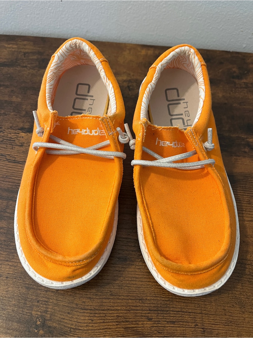 hey dude Kids Fiesta Orange Canvas Slip-On Shoes Size 3